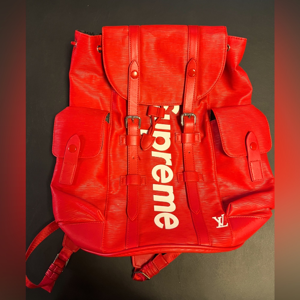 Supreme x Louis Vuitton red backpack
